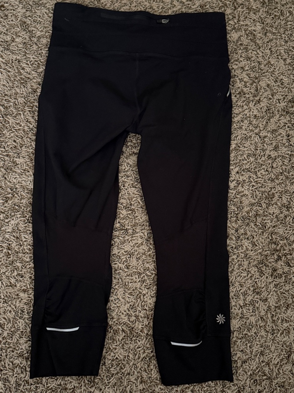 Athleta Black Capri Leggings with Reflective Accents